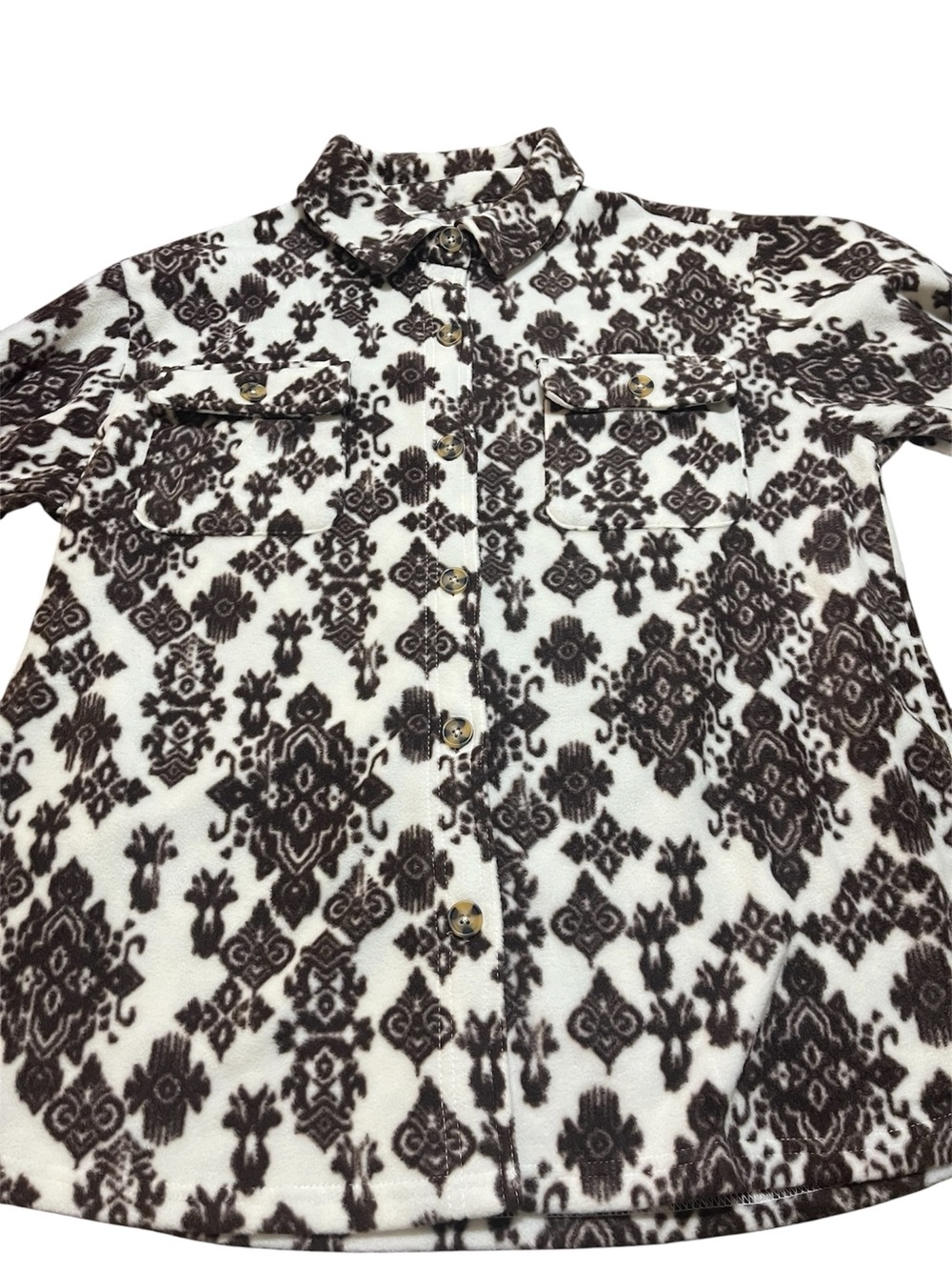 I Believe Women’s Geometric Pattern Button Down Coat